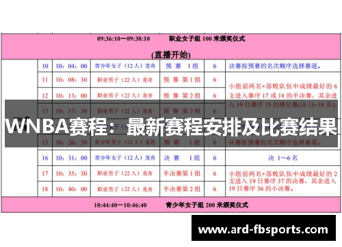 WNBA赛程：最新赛程安排及比赛结果